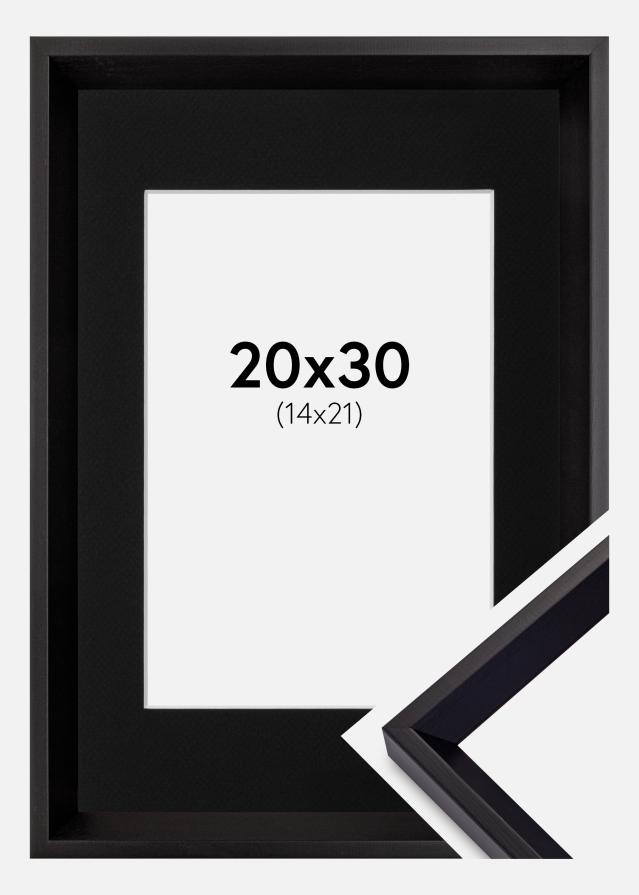 Ram med passepartou Fotolijst Globe Zwart 20x30 cm - Passe-partout Zwart 15x22 cm