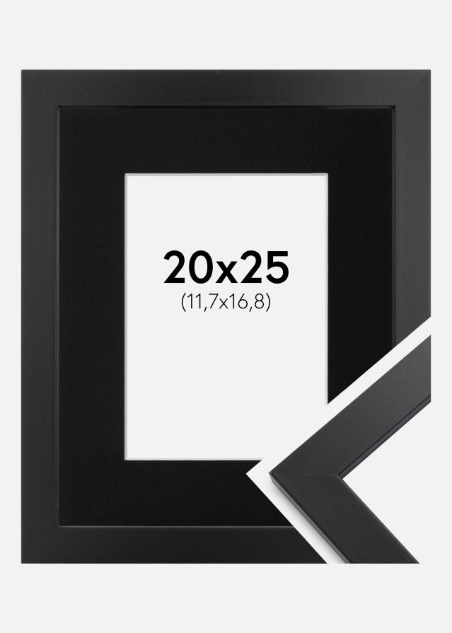 Ram med passepartou Fotolijst Black Wood 20x25 cm - Passe-partout Zwart 5x7 inches