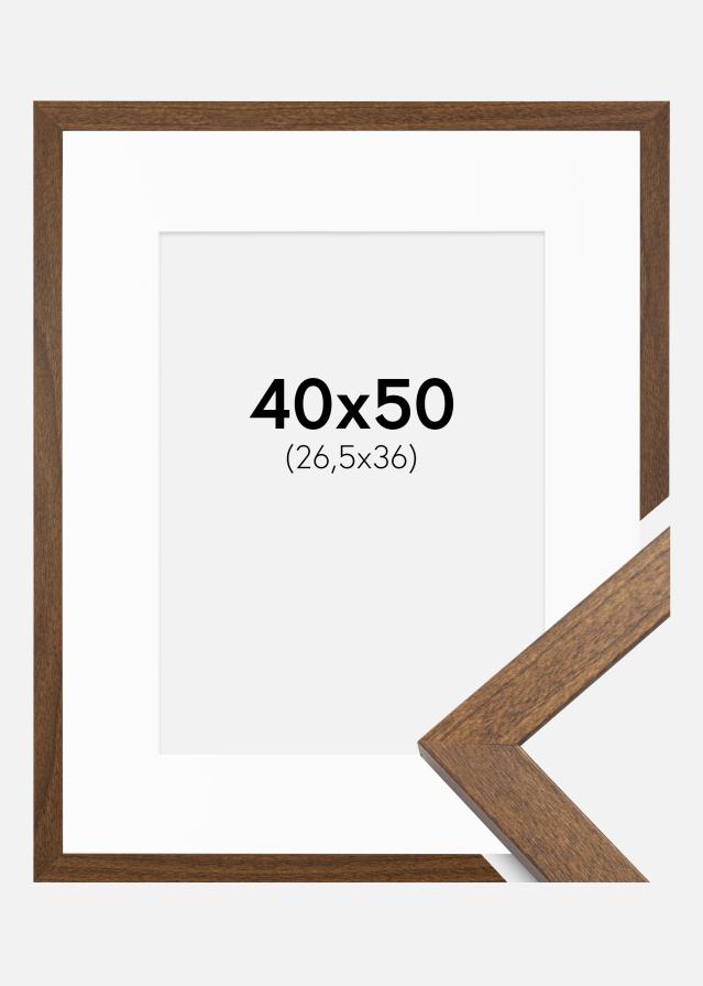 Ram med passepartou Fotolijst Stilren Warm Brown 40x50 cm - Passe-partout Wit 27,5x37 cm