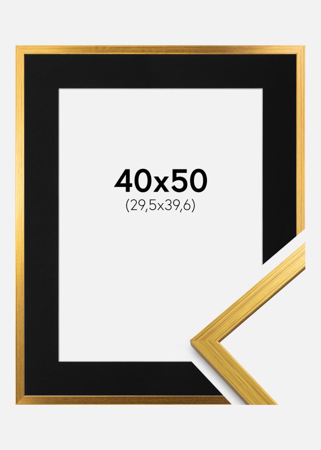 Ram med passepartou Fotolijst Edsbyn Goud 40x50 cm - Passe-partout Zwart 12x16 inches