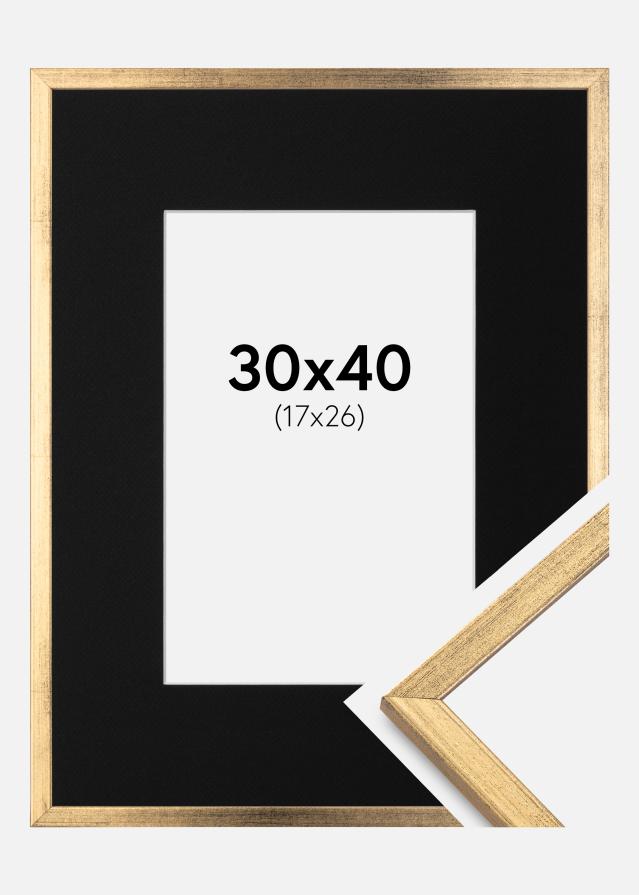 Ram med passepartou Fotolijst Galant Goud 30x40 cm - Passe-partout Zwart 18x27 cm