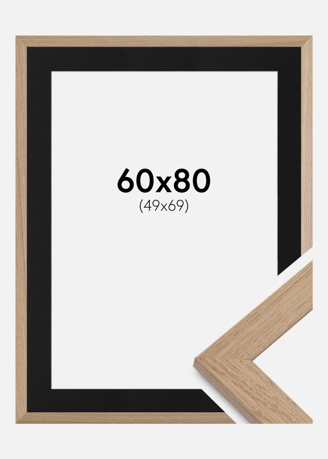 Ram med passepartou Fotolijst Trendline Eiken 60x80 cm - Passe-partout Zwart 50x70 cm