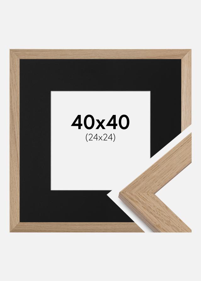 Ram med passepartou Fotolijst Trendline Eiken 40x40 cm - Passe-partout Zwart 25x25 cm