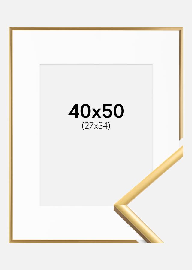 Ram med passepartou Fotolijst New Lifestyle Shiny Gold 40x50 cm - Passe-partout Wit 28x35 cm