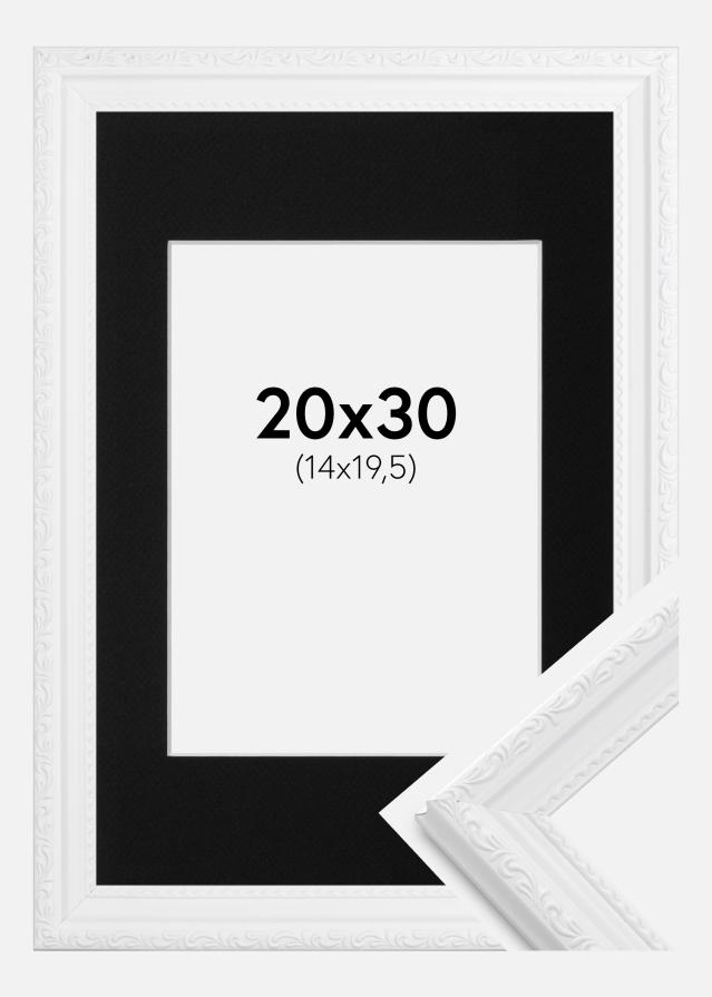 Ram med passepartou Fotolijst Abisko Wit 20x30 cm - Passe-partout Zwart 15x21 cm (A5)