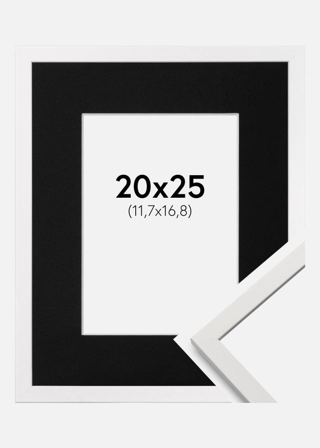 Ram med passepartou Fotolijst Edsbyn Wit 20x25 cm - Passe-partout Zwart 5x7 inches