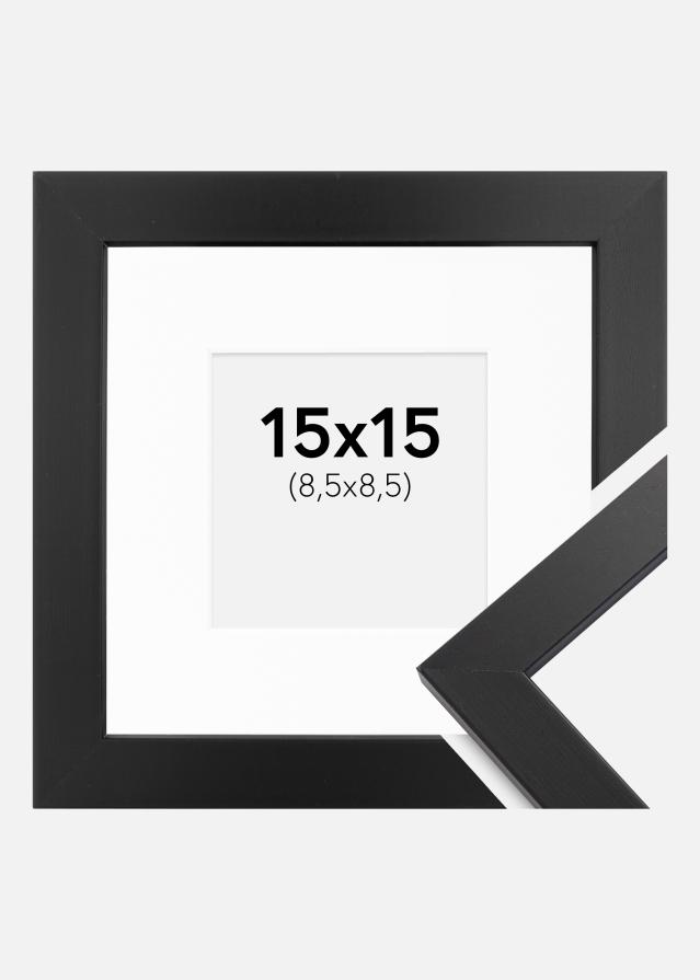 Ram med passepartou Fotolijst Black Wood 15x15 cm - Passe-partout Wit 9x9 cm