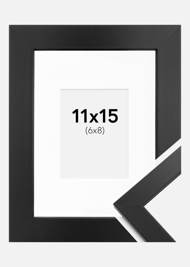 Ram med passepartou Fotolijst Black Wood 11x15 cm - Passe-partout Wit 7x9 cm