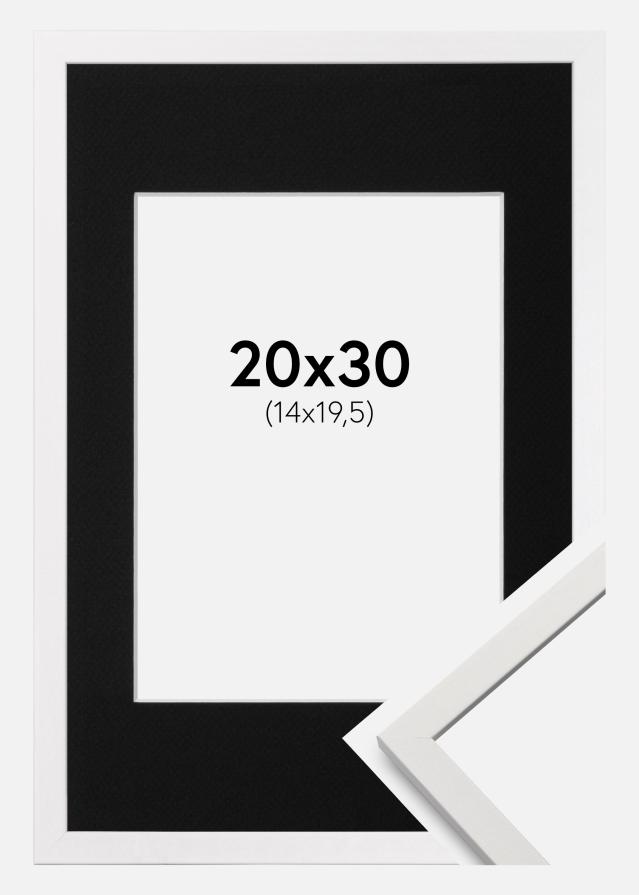 Ram med passepartou Fotolijst Edsbyn Wit 20x30 cm - Passe-partout Zwart 15x21 cm (A5)