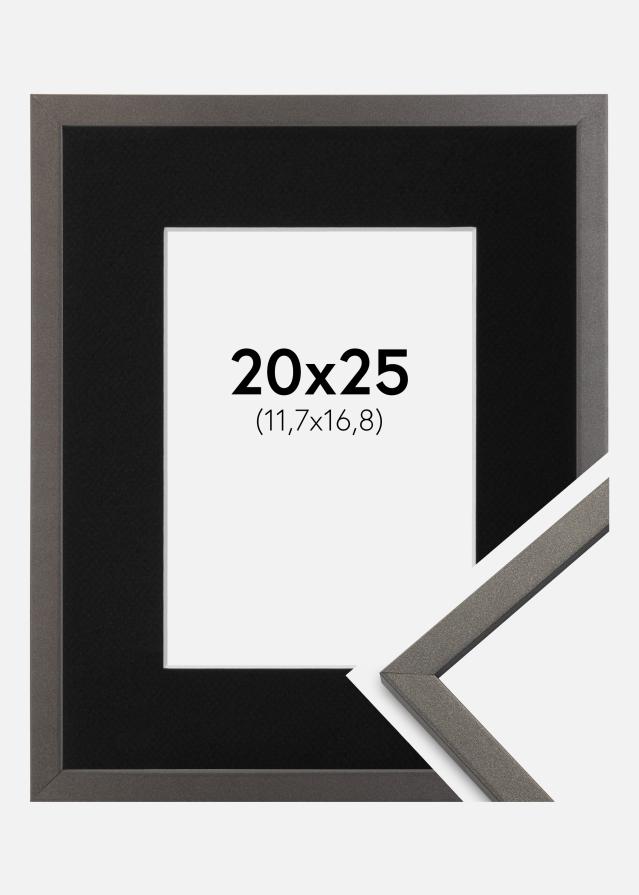 Ram med passepartou Fotolijst Edsbyn Grafiet 20x25 cm - Passe-partout Zwart 5x7 inches