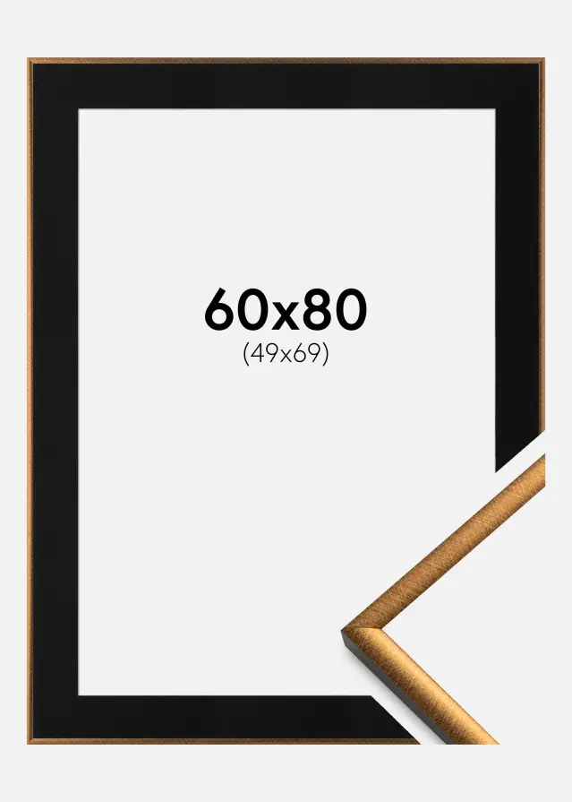 Ram med passepartou Fotolijst New Lifestyle Brons 60x80 cm - Passe-partout Zwart 50x70 cm