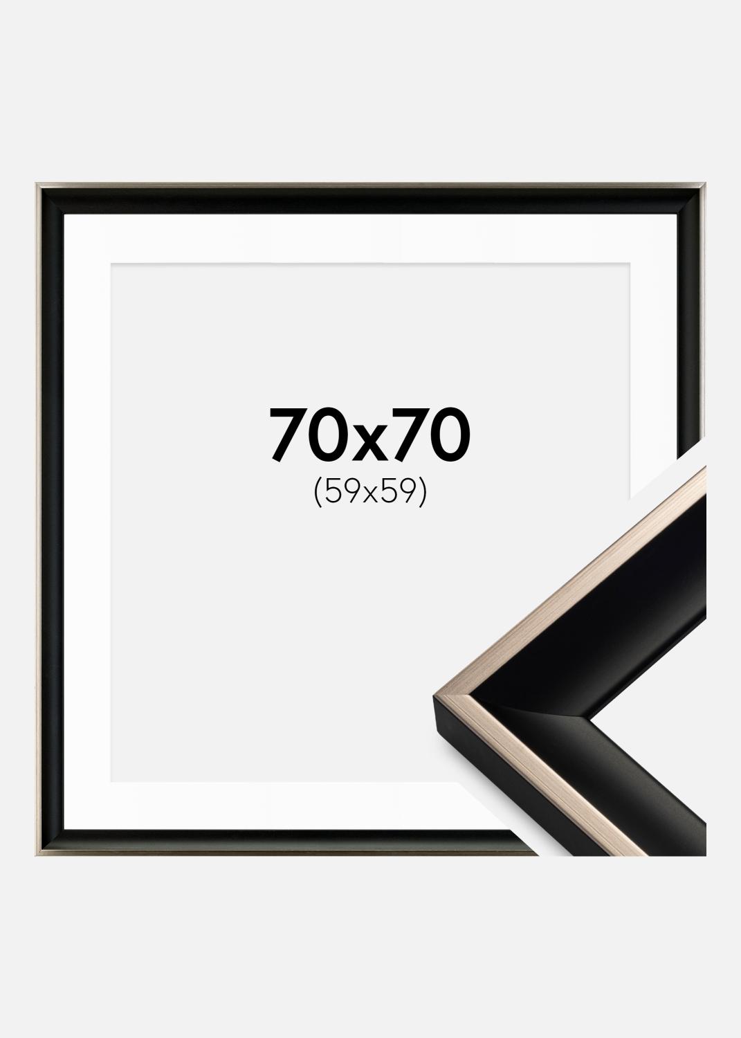 Product Image for Fotolijst Öjaren Zwart-Zilver 70x70 cm - Passe-partout Wit 60x60 cm