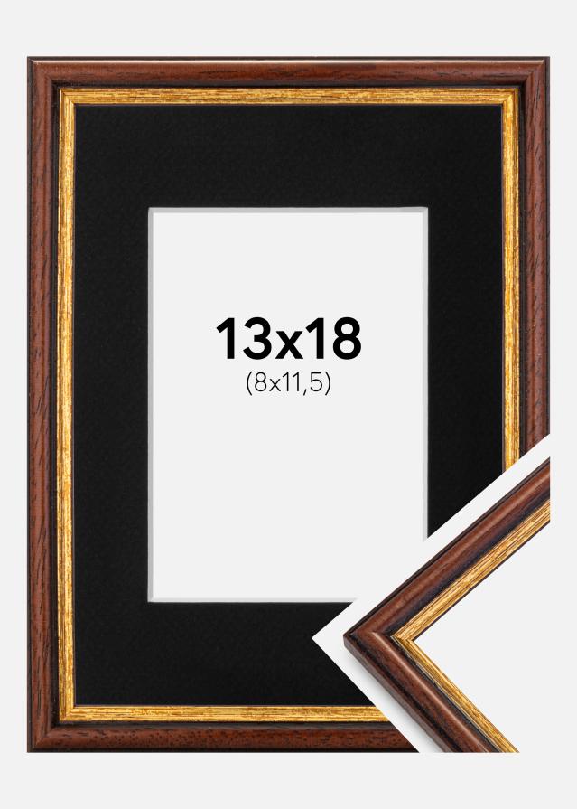 Ram med passepartou Fotolijst Horndal Bruin 13x18 cm - Passe-partout Zwart 9x12 cm
