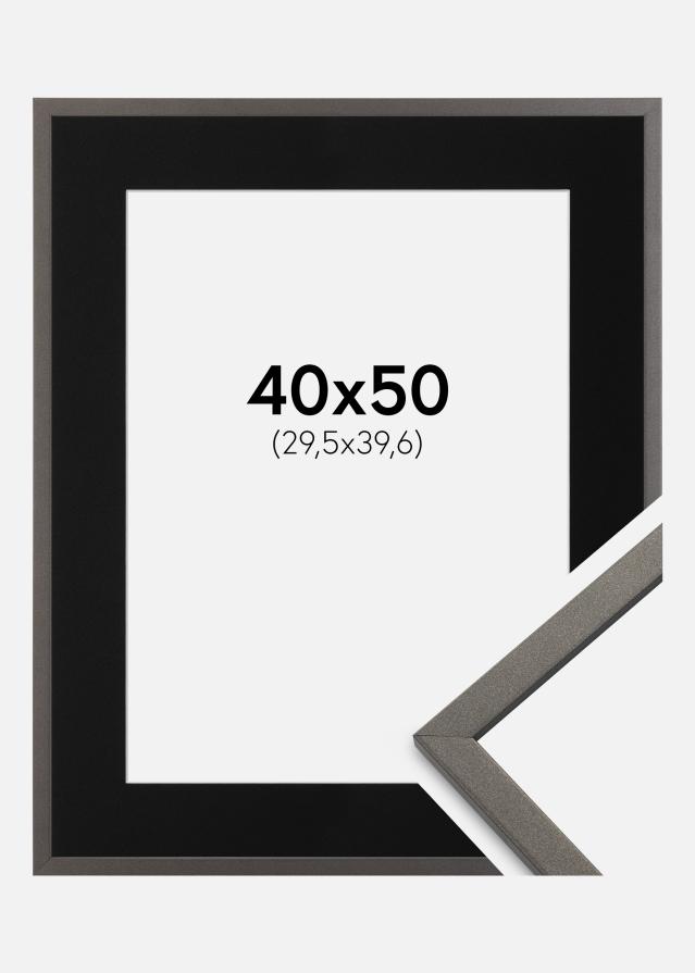 Ram med passepartou Fotolijst Edsbyn Grafiet 40x50 cm - Passe-partout Zwart 12x16 inches