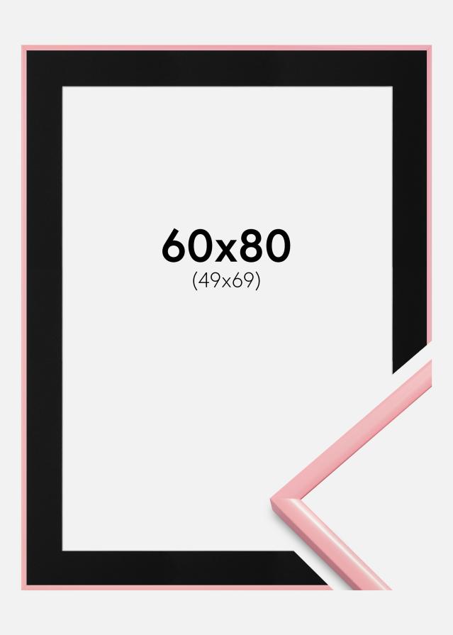 Ram med passepartou Fotolijst New Lifestyle Roze 60x80 cm - Passe-partout Zwart 50x70 cm