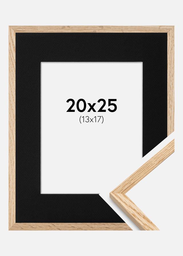 Ram med passepartou Fotolijst Smal Eikenhout 20x25 cm - Passe-partout Zwart 14x18 cm