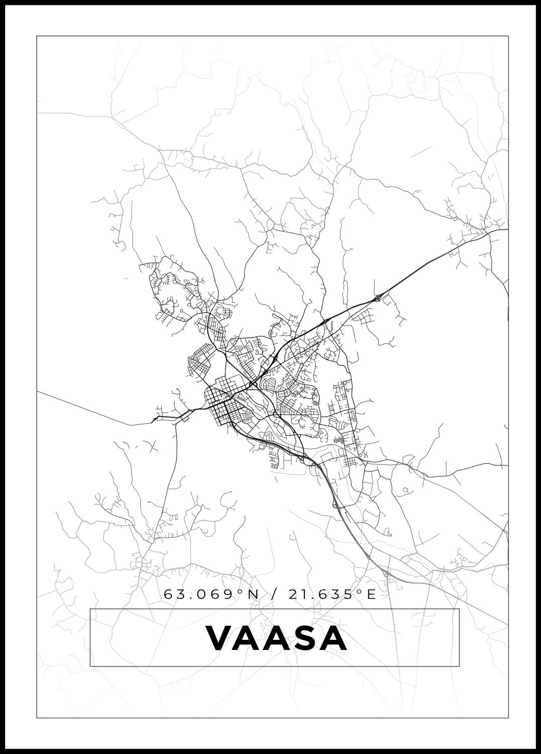 Product Image for Map - Vaasa - White Poster (50x70 cm)
