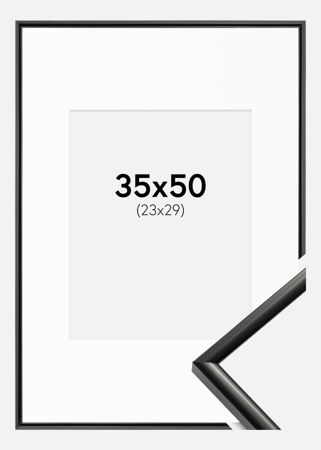 Ram med passepartou Fotolijst New Lifestyle Zwart 35x50 cm - Passe-partout Wit 24x30 cm