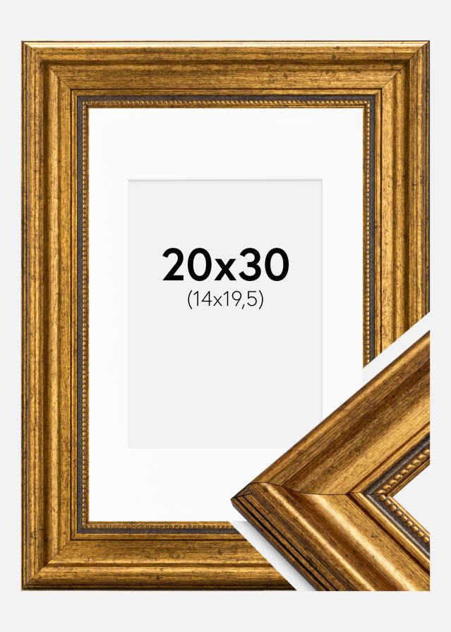 Ram med passepartou Fotolijst Rokoko Goud 20x30 cm - Passe-partout Wit 15x21 cm (A5)