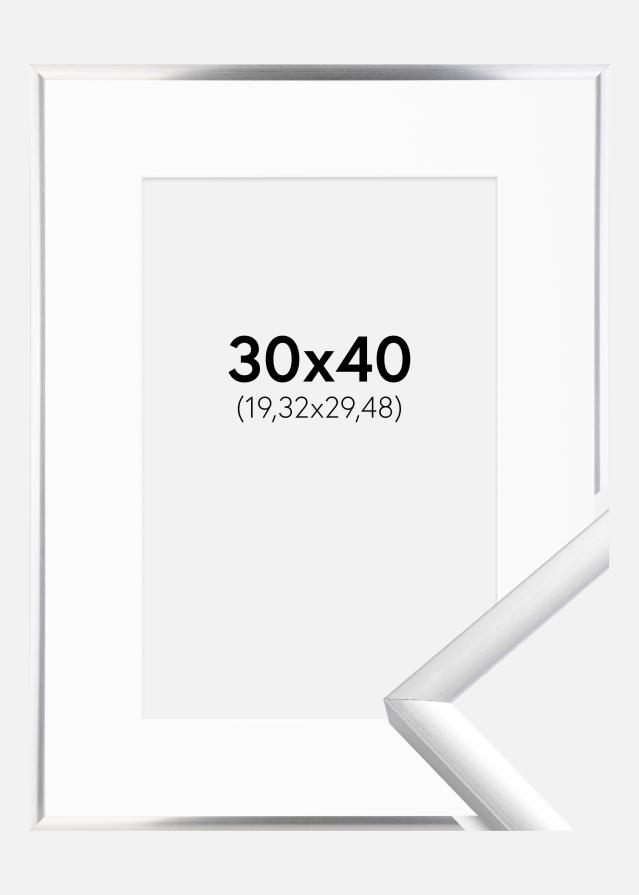Ram med passepartou Fotolijst New Lifestyle Zilver 30x40 cm - Passe-partout Wit 8x12 inches
