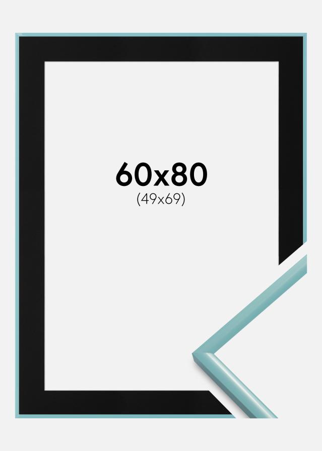 Ram med passepartou Fotolijst New Lifestyle Turquoise 60x80 cm - Passe-partout Zwart 50x70 cm