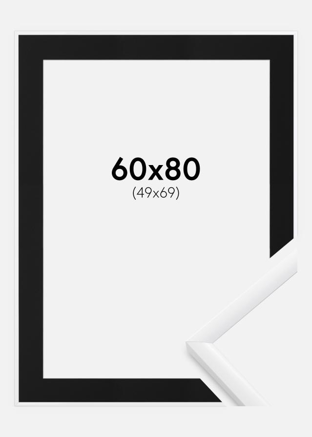 Ram med passepartou Fotolijst New Lifestyle Wit 60x80 cm - Passe-partout Zwart 50x70 cm