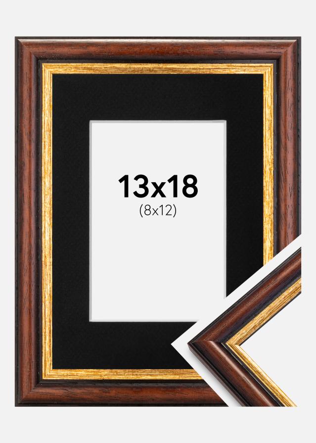Ram med passepartou Fotolijst Siljan Bruin 13x18 cm - Passe-partout Zwart 9x13 cm