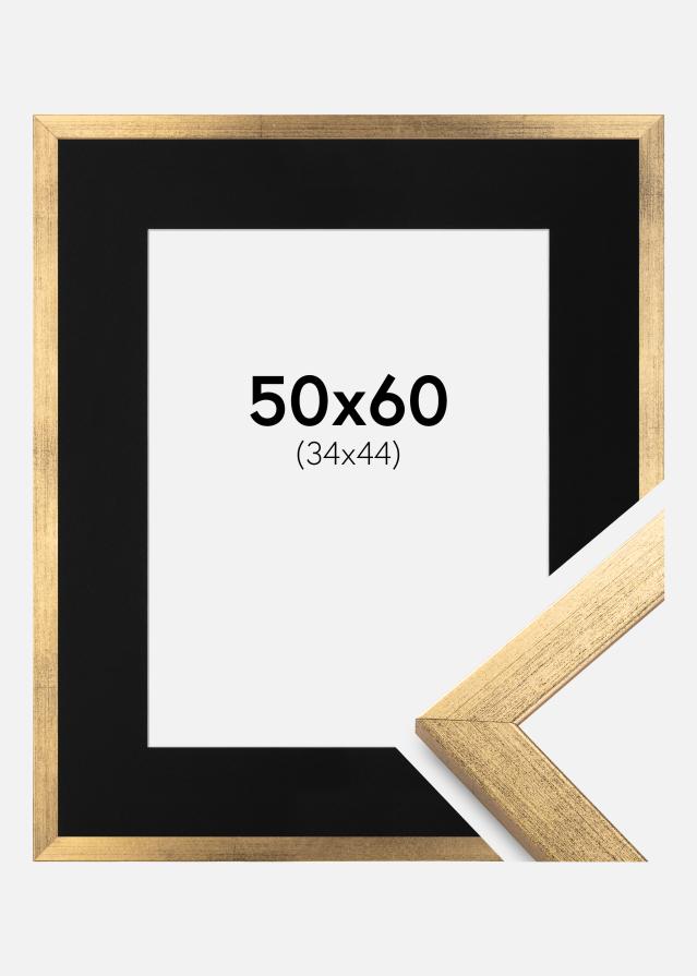 Ram med passepartou Fotolijst Stilren Goud 50x60 cm - Passe-partout Zwart 35x45 cm