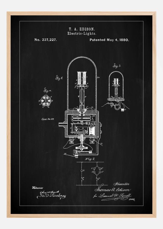 Bildverkstad Patent Print - Edison Light - Black Poster