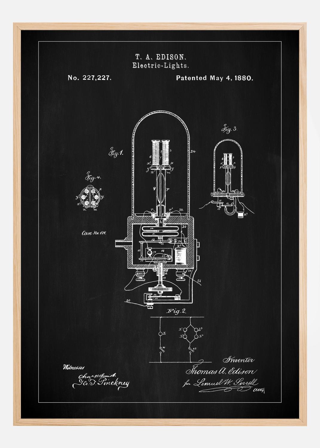 Product Image for Patent Print - Edison Light - Black Poster (21x29.7 cm (A4))