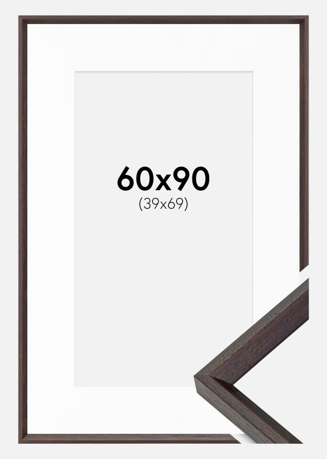 Ram med passepartou Fotolijst Globe Espresso 60x90 cm - Passe-partout Wit 40x70 cm