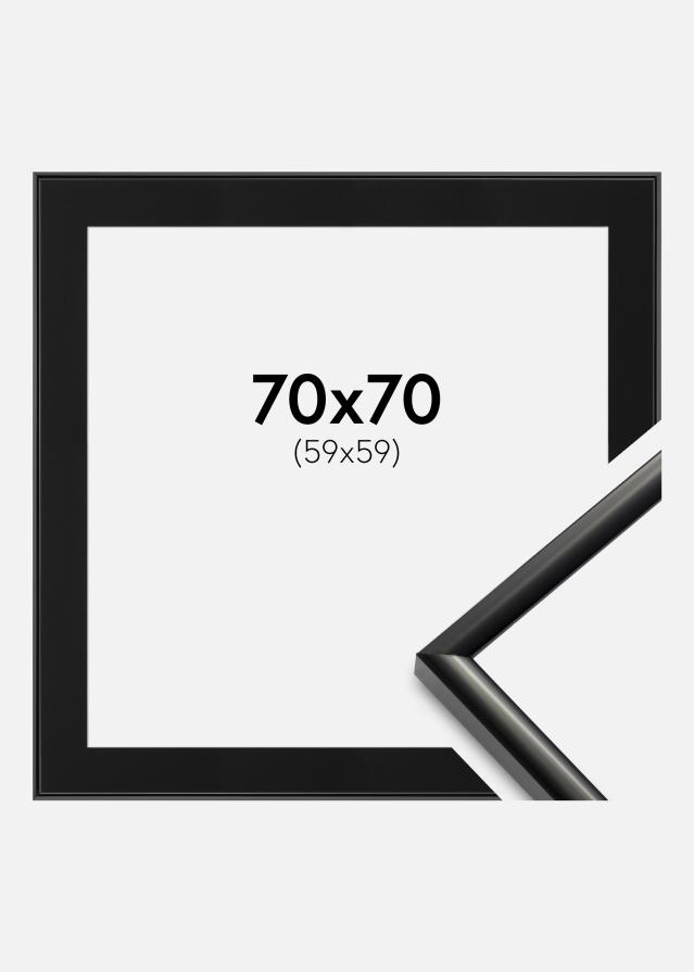 Ram med passepartou Fotolijst New Lifestyle Zwart 70x70 cm - Passe-partout Zwart 60x60 cm