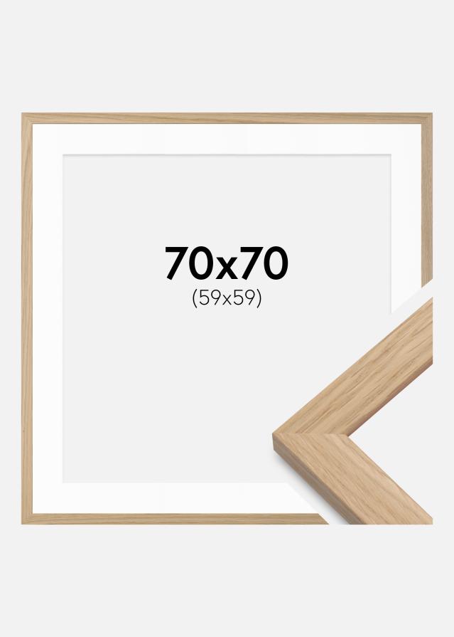 Ram med passepartou Fotolijst Oak Wood 70x70 cm - Passe-partout Wit 60x60 cm