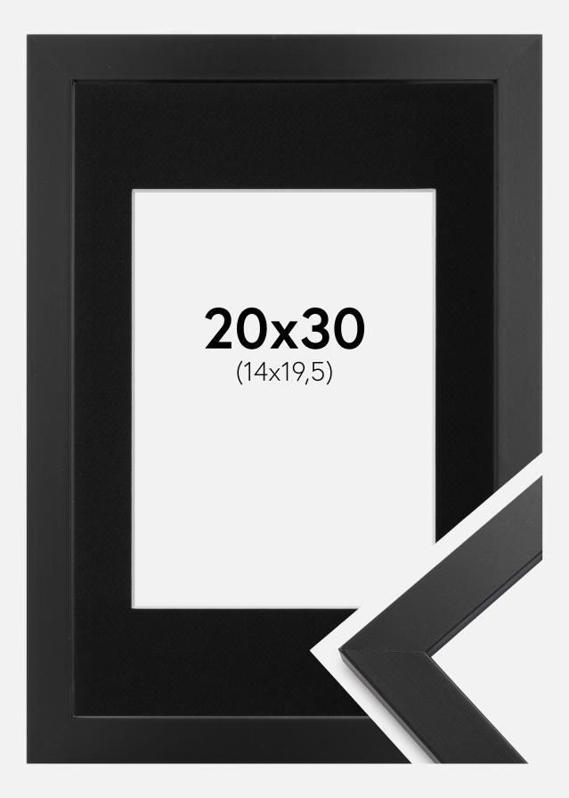 Ram med passepartou Fotolijst Black Wood 20x30 cm - Passe-partout Zwart 15x21 cm (A5)