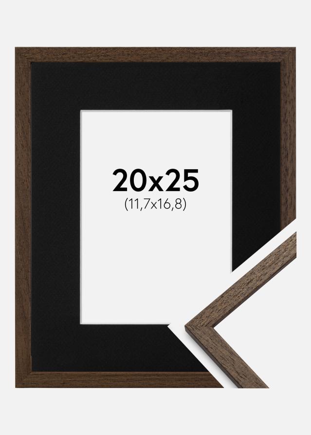 Ram med passepartou Fotolijst Edsbyn Walnoot 20x25 cm - Passe-partout Zwart 5x7 inches