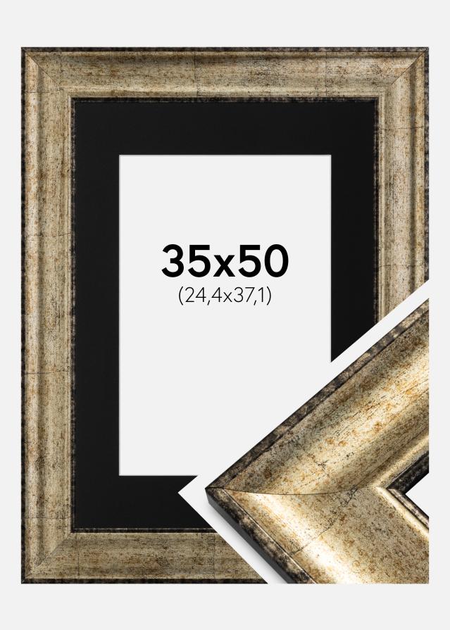Ram med passepartou Fotolijst Saltsjöbaden Antiek Goud 35x50 cm - Passe-partout Zwart 10x15 inches