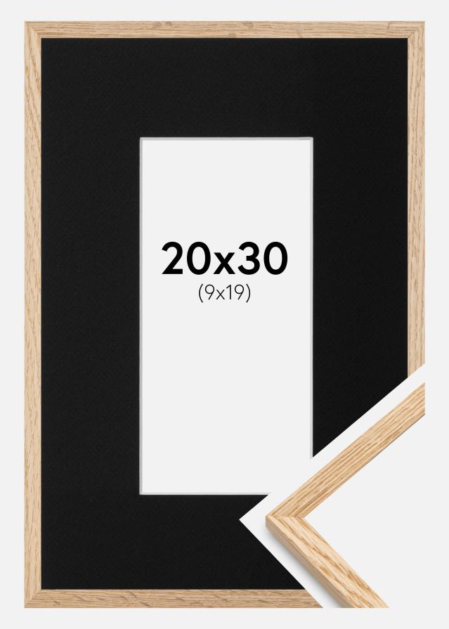 Ram med passepartou Fotolijst Smal Eikenhout 20x30 cm - Passe-partout Zwart 10x20 cm