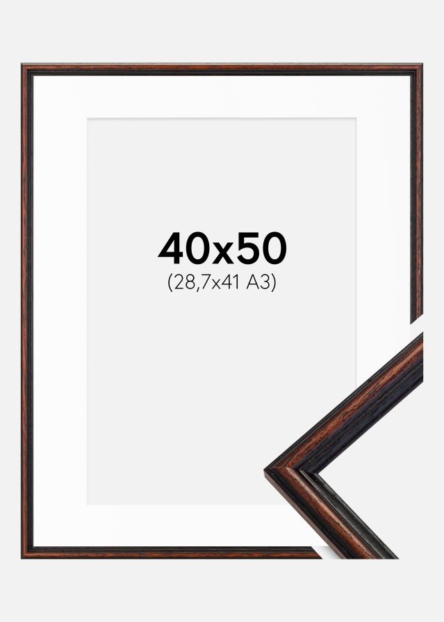 Ram med passepartou Fotolijst Horndal Walnoot 40x50 cm - Passe-partout Wit 29,7x42 cm (A3)