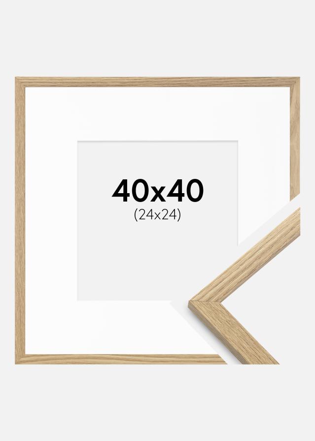 Ram med passepartou Fotolijst Trendy Eiken 40x40 cm - Passe-partout Wit 25x25 cm