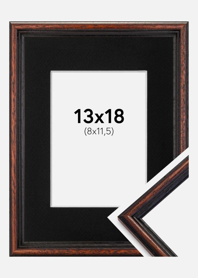 Ram med passepartou Fotolijst Horndal Walnoot 13x18 cm - Passe-partout Zwart 9x12 cm