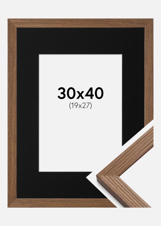 Ram med passepartou Fotolijst Fiorito Donker Eiken 30x40 cm - Passe-partout Zwart 20x28 cm