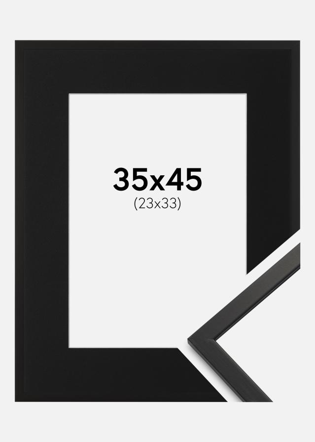 Ram med passepartou Fotolijst Edsbyn Zwart 35x45 cm - Passe-partout Zwart 24x34 cm