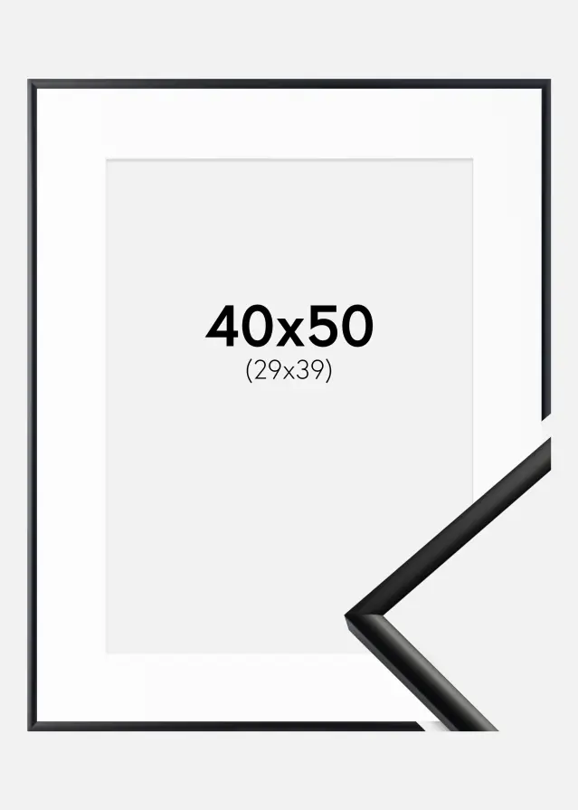 Ram med passepartou Fotolijst New Lifestyle Mat Zwart 40x50 cm - Passe-partout Wit 30x40 cm