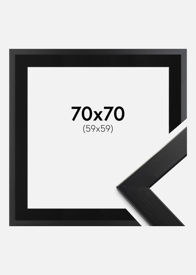 Ram med passepartou Fotolijst Trendline Zwart 70x70 cm - Passe-partout Zwart 60x60 cm