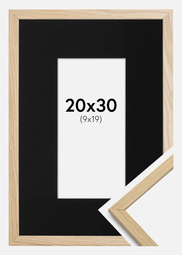 Ram med passepartou Fotolijst Edsbyn Eiken 20x30 cm - Passe-partout Zwart 10x20 cm