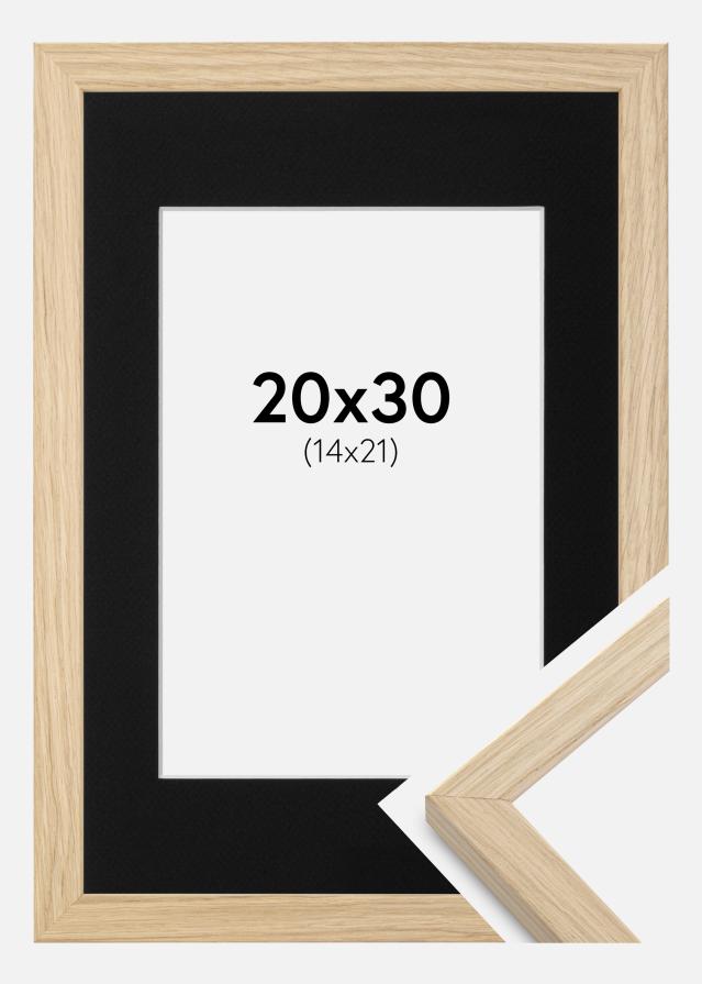 Ram med passepartou Fotolijst Grimsåker Eiken 20x30 cm - Passe-partout Zwart 15x22 cm