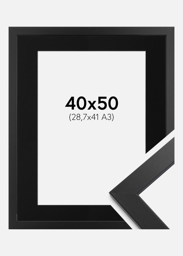 Ram med passepartou Fotolijst Black Wood 40x50 cm - Passe-partout Zwart 29,7x42 cm (A3)