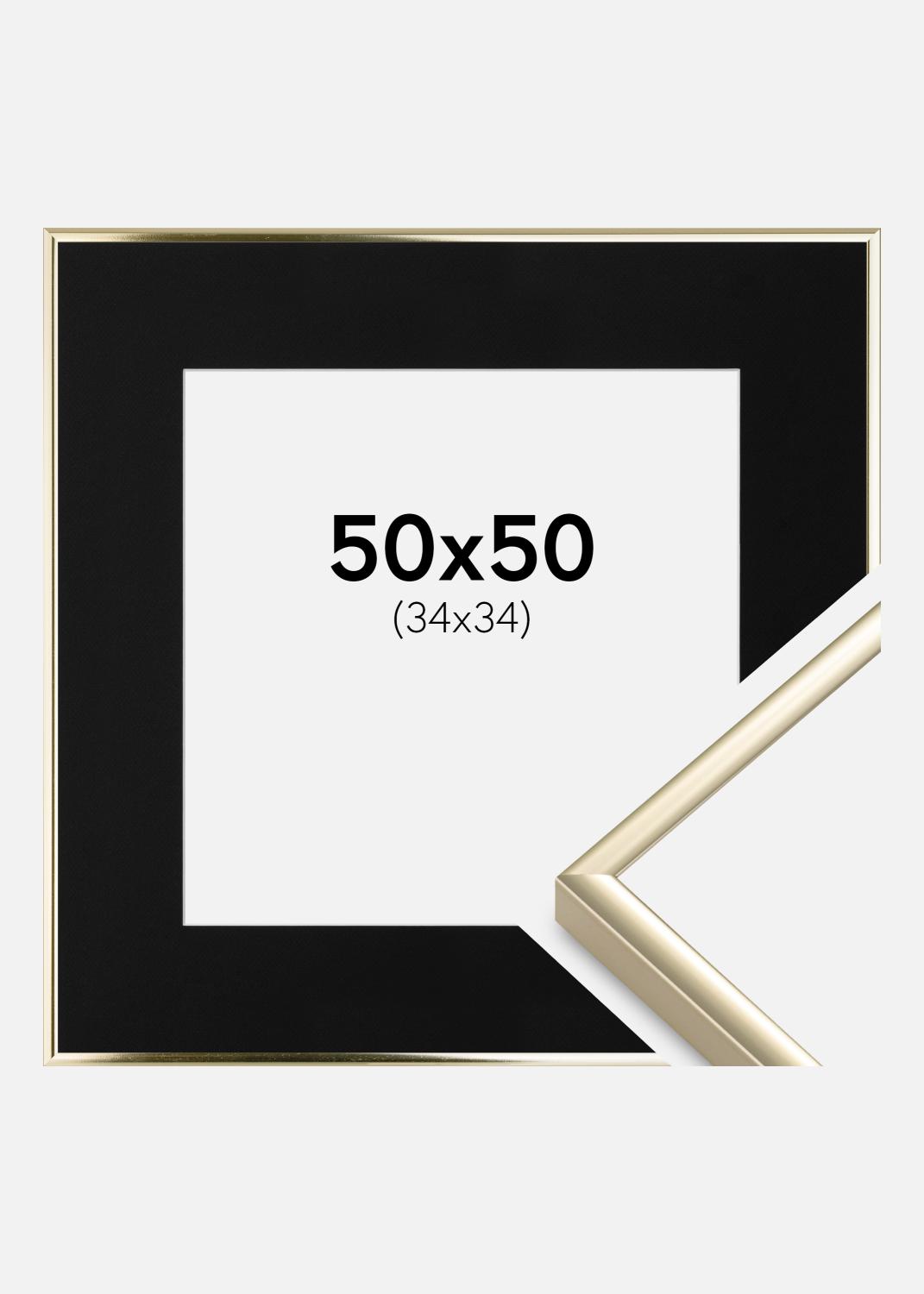 Product Image for Fotolijst Aluminium Glanzend Goud 50x50 cm - Passe-partout Zwart 35x35 cm