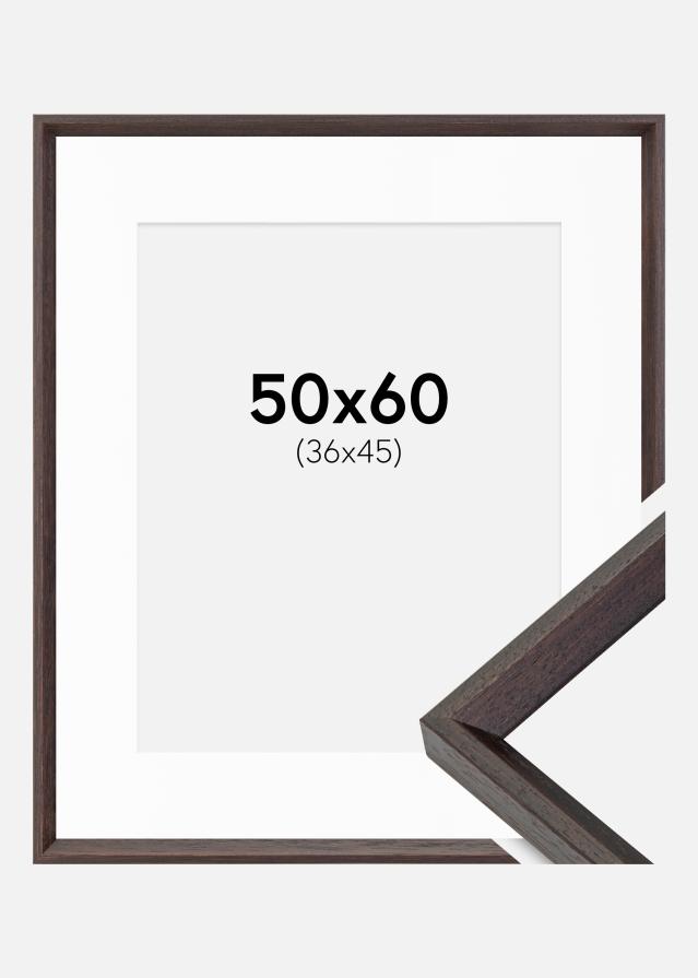 Ram med passepartou Fotolijst Globe Espresso 50x60 cm - Passe-partout Wit 37x46 cm