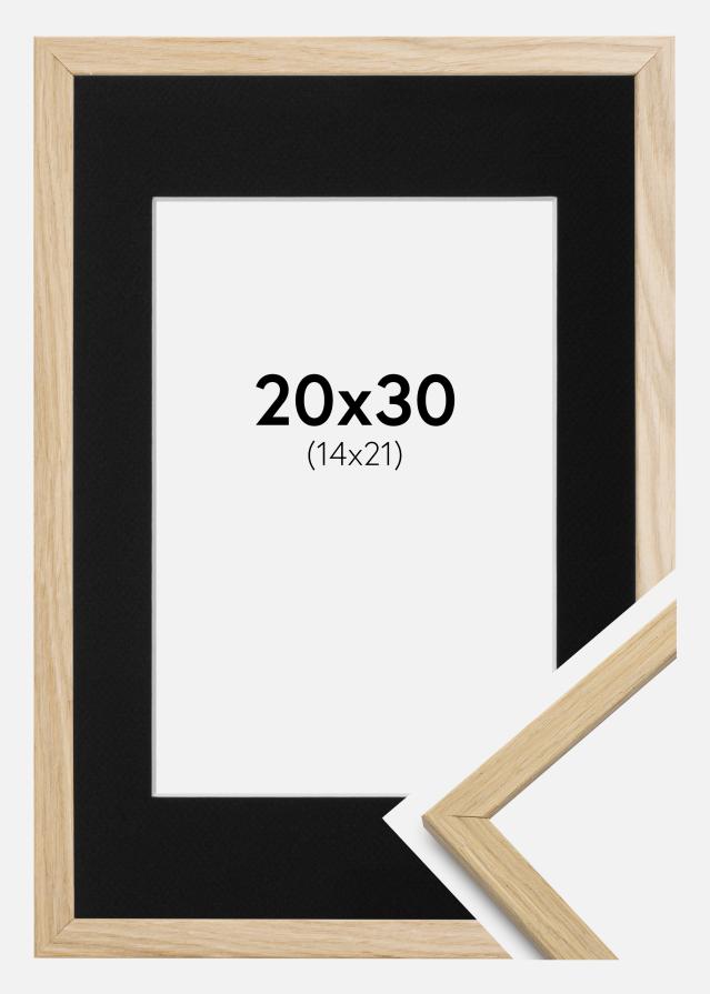Ram med passepartou Fotolijst Edsbyn Eiken 20x30 cm - Passe-partout Zwart 15x22 cm